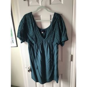 Blue Rain Turquoise Lace-Top Dress